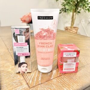 3 for $15 Freeman Pink Clay Mask Eye Cream Face Moisturizer Bundle 3pc